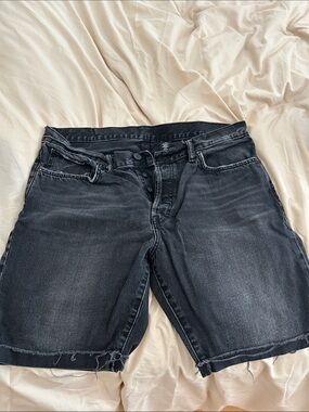 Raw Hem Black Denim Shorts